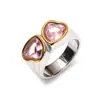 Diseño de nicho ins europeo y americano lujo ligero anillo de titanio y acero con gema en forma de corazón moda femenina corazón anillo de oro de 18 quilates al por mayor