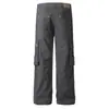 Suministro Especial Transfronterizo Retro Americano Pantalones de Trabajo de Múltiples Bolsillos Micro-Campana Unisex Pierna Recta Estilo Funcional Pantalones Largos de Mezclilla