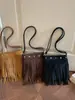 Bolsa Transversal Retro Nicho Exquisita 202 Suede Veludo Novo Estilo Bolsa Feminina Estilo Popular Versátil Bolsa Transversal Franja Tote