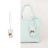 Nuevo Colgante de Gato de Cuero con Borlas Accesorio de Moda para Bolso Llavero de Bufanda de Seda Coreana Colgante para Mochila