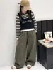 Conjunto para Niña 2026 Otoño Nuevo Estilo para Niños Mayores: Camisa Polo Rayada de Dos Piezas Falsas y Pantalones de Pierna Ancha, Ropa Infantil Zhili Huzhou