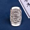 Anel de prata lisa masculino anel largo aberto de dragão chinês anel Tenglong cloisonné anel retrô de corte masculino atacado