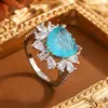 Nuevo Anillo Colorido 2025 Anillo con Ópalo Incrustado y Pedrería Anillo Europeo y Americano de Deseos Ovalado Girasol Anillo para el Dedo Índice