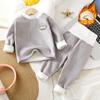 Ropa interior térmica de cintura alta con forro polar para bebé, traje para niños y niñas, ropa de otoño gruesa, pantalones largos, pijamas para niños, otoño e invierno