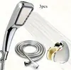 Cabezal de Ducha Presurizado Negro Aspersor de Ajuste de Cinco Velocidades Baño Ducha Calentador de Baño Set de Cabezal de Ducha de Lluvia Presurizado