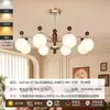 Lustre para Sala de Estar Estilo Medieval, Luxo Leve Francês Retrô Simples Americano Romântico Sala de Jantar Quarto Vidro Estilo Creme Lustre
