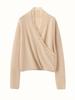 Moda Francesa Otoño e Invierno Nuevo Estilo Suéter de Punto de Manga Larga Suave Encaje Cruzado Cuello en V Suéter de Cachemira Estilo Delgado para Mujer