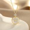 Collar de brújula estrellada de plata S925 para mujer, estilo coreano, con incrustaciones de diamantes, estrella de cinco puntas, joyería fritilaria