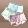 Roupa íntima de verão masculina calça boxer de seda gelada sem costura fina virilha antibacteriana shorts boxer calças respiráveis 2024