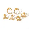 Brincos de aço inoxidável de alta qualidade, moda transfronteiriça, 18K, cauda de peixe dourado, Coroa, incrustados com diamantes, brincos que não desbotam