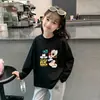 Camiseta Básica Estampa Cartoon Fofa Infantil 2026 Primavera e Outono Nova Gola Redonda Manga Longa para Meninas Algodão Puro