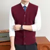 Colete Cardigan Masculino Yingao Estilo Old Money Engrossado Outono Inverno Novo Quente Camada Base de Negócios para Meia-Idade