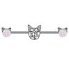Gabe Pendientes Europeos y Americanos de Gato Aobao Circonita Pendientes de Acero Inoxidable Forma de Corazón Aobao Circonita Pendientes de Puente de Oreja Piercing