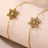 Rueda de la Fortuna Moda de Nicho Zirconia CNC Copo de Nieve Pulsera Súper Brillante para Mujer Acero de Titanio Chapado PVD Oro de 18K Joyería Que No Se Desvanece