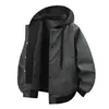 Nueva Chaqueta de Cuero PU con Capucha de Dos Piezas Falsas para Primavera y Otoño Chaqueta de Cuero para Ciclismo y Motocicleta para Hombre Estilo Retro Nostálgico de Calle Americana