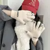 Guantes para Mujer en Otoño e Invierno, Lindos, Cálidos, Engrosados, a Prueba de Frío, de Lana Tejida, Compatibles con Pantalla Táctil, Guantes de Algodón de Cinco Dedos