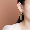 Yuebao Jewelry S925 Prata Esterlina Banhado a Ouro Cera de Abelha Vintage Ruyi Brincos de Borla Estilo Nacional Longo All-match Elegante Gancho de Orelha