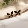 Nuevos Pendientes de Mariposa con Goteo de Aceite de Acero de Titanio de Estilo Pastoral, Versátiles y de Moda, Pendientes de la Serie de Insectos, Lujo Ligero, Elegantes y de Alta Gama
