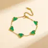 Pulseira Cruzada Simples de Trevo de Quatro Folhas Dupla Face Ouro 18K Não Desbota Joia de Moda Versátil Feminina Pulseira de Trevo da Sorte Venda por Atacado