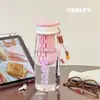 Copo de Água Plástico Portátil de Grande Capacidade com Desenhos de Verão e Alto Valor Estético, Separação de Chá-Água, Copo de Água Fofo para Uso Externo para Estudantes Homens e Mulheres