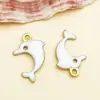 Colgante de delfín de esmalte de doble cara de acero inoxidable para pendientes, pulseras, llaveros y joyería hechos a mano para DIY