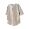 Yidao Vintage 2026 Verano Nuevo Estilo Americano Falso Dos Piezas Cuello Henley Diseño Deconstruido Corte Holgado Versátil Camiseta de Manga Corta para Hombre