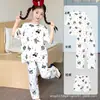 Conjunto de pijama de tres piezas para niños y niñas, pijama fino de verano, ropa de casa, conjunto de pijama de verano de tres piezas con aire acondicionado