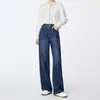Jeans de mujer de Lyocell elásticos en cuatro direcciones, pantalones rectos estrechos de ajuste ceñido de cintura alta para el otoño de 2026, venta al por mayor de pantalones de mujer en Zhengzhou