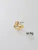 Anillo J07 Diseño Doble Lágrima Diamante Cultivado Acero Inoxidable Dorado, Anillo con Técnica de Incrustación Hueca, Joyería de Regalo