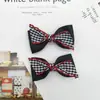 Pasador Personalizado Pequeño de Cuadros Frescos con Lazo Transfronterizo para Niña Dulce Estéreo Accesorios para el Cabello Estilo Preppy Diadema DIY