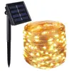 Luz Solar LED de Cable de Cobre para Exteriores, Linterna de Hada, Decoración de Patio, Luz Ambiental, Cadena de Luces de Cable de Cobre Impermeable para Exteriores