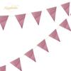 3m Bandeirinhas Triangulares Douradas e Prateadas, Enfeites de Papel, Suprimentos para Festa, Decorações de Janela com Flores, Bandeirinhas Triangulares