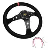 Volante Modificado de Cuero Gamuza Esmerilada, Estilo Racing, Resistente, Engrosado, Volante de 14 pulgadas