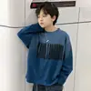 Camiseta de Manga Larga para Niños de Primavera y Otoño para Niños Medianos y Grandes Camiseta con Estampado de Código de Barras para Niños Holgada Moderna Cómoda Camiseta Básica Casual
