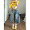 Jeans cropped retro estilo dibujos animados con bordado de hongo ChaoLiYouhuo para mujer, nuevos pantalones de pierna ancha para verano 2026