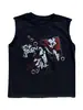 Transfronterizo Estilo Americano Y2K Verano Retro Calle Alta Abotonada Estampada Diseño Personalizado Harajuku Gótico Oscuro Camiseta sin Mangas