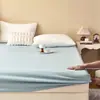 Protector de colchón Simmons de algodón lavado de cobertura total, funda de colchón a prueba de polvo para dormitorio, funda de colchón a prueba de polvo de color liso, venta al por mayor
