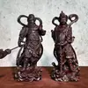 Escultura em Madeira de Ébano de Kala Vairocana Bodhisattva, Estátua da Divindade Guardiã de Guan Yu, Madeira Maciça de Templo para Uso Doméstico