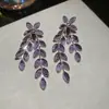 Brincos de Flores de Cristal com Espiga de Trigo Prateada Design Único de Nicho Brincos de Luxo Acessível Brincos Elegantes de Alta Qualidade