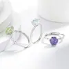 Anillo Retorcido de Piedras Preciosas Coloridas de Alta Venta en Transmisión en Vivo para Mujeres, Incrustado con Diamantes de Alto Carbono, Anillo Chapado en Oro, Envío Directo de Una Pieza