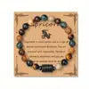Pulseiras de Pedra Natural do Zodíaco com 12 Signos, Embaladas em Cartão, Design Único, Pedras Guardiãs do Zodíaco, Pulseiras de Aniversário, Fornecimento Transfronteiriço da Moda