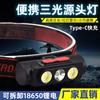 Linterna frontal para pesca nocturna montada en la cabeza transfronteriza, luz fuerte para exteriores de largo alcance, recargable por USB, LED desmontable, linterna frontal de doble fuente de luz