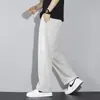 Pantalones deportivos rectos holgados y no restrictivos de seda helada para hombre, marca de moda estilo americano 2026, pantalones largos casuales de alta gama y elegantes