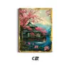 Pintura Decorativa Retro Estilo Japonês com Borda Dourada Ukiyo-E Venda Quente Transfronteiriça para Espaço de Parede de Fundo de Izakaya e Pousada Pintura de Parede Pendurada