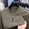 Comércio Exterior 2026 Primavera/Outono Novo Moletom com Meio Zíper Estampa de Letras Gola Redonda Camada Base Confortável Solto Manga Longa Masculino