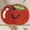 Alfombra de piso tufted con divertido estampado de frutas, alfombra absorbente semicircular para baño, alfombrilla antideslizante para entrada de baño, alfombrilla absorbente de flocado