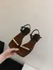 Primer Encuentro con las Nuevas Sandalias de Verano 2026 para Mujer con Punta Cuadrada y Tacón Grueso, Zapatos Estilo Hada para Combinar con Vestidos, Sandalias Romanas de Punta Abierta, Diseño de una Sola Tira
