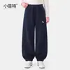 Pantalones de Niña Xiao Feite 2026 Otoño/Invierno Monopieza de Terciopelo con Tobillo Atado Pantalones Casuales para Niños Medianos y Grandes Pantalones Largos Cálidos de Moda para Niños