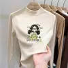 Capa interior cálida para otoño e invierno, camiseta básica de cuello alto a media altura de forro polar por ambos lados para niñas, top de manga larga moderno y elegante para niñas pequeñas