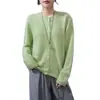 Cárdigan Elegante Casual de Lana y Cachemira de Color Sólido con Cuello Enrollado, Nuevo Cárdigan de Punto de Cachemira con Cuello Redondo Otoño/Invierno